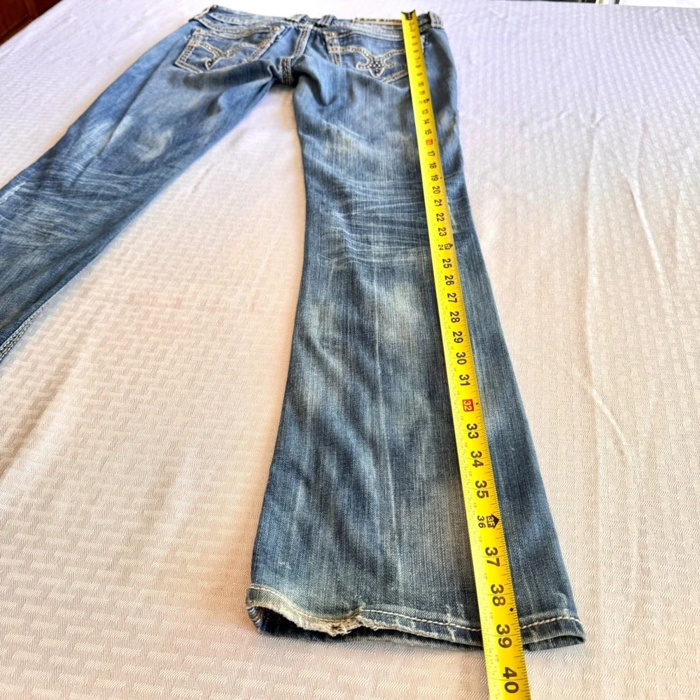 Rock Revival Denisa Bootcut‎ Jeans Size 28 Buckle Exclusive Low Rise Distressed